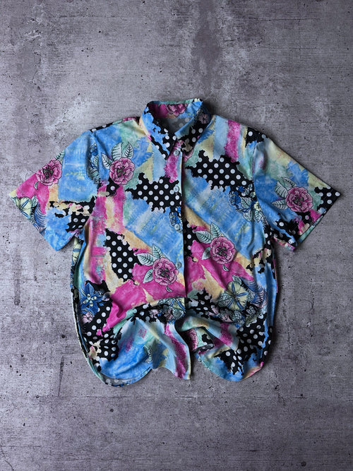 Blusa Vintage (Azul/Flores)