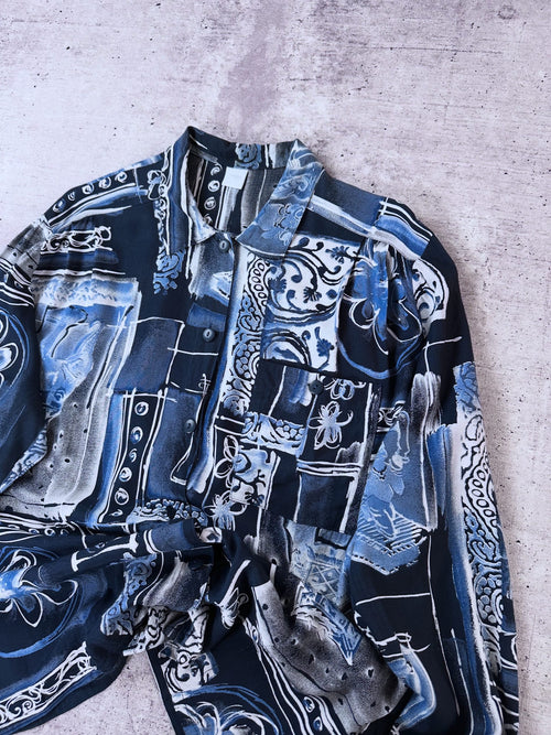 Blusa Vintage (Azul/Negro)