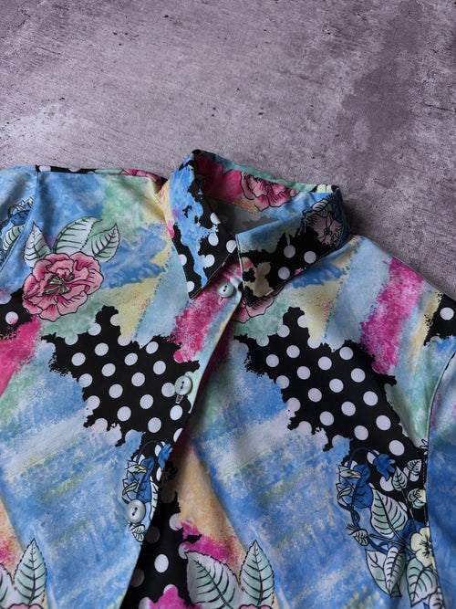 Blusa Vintage (Azul/Flores)