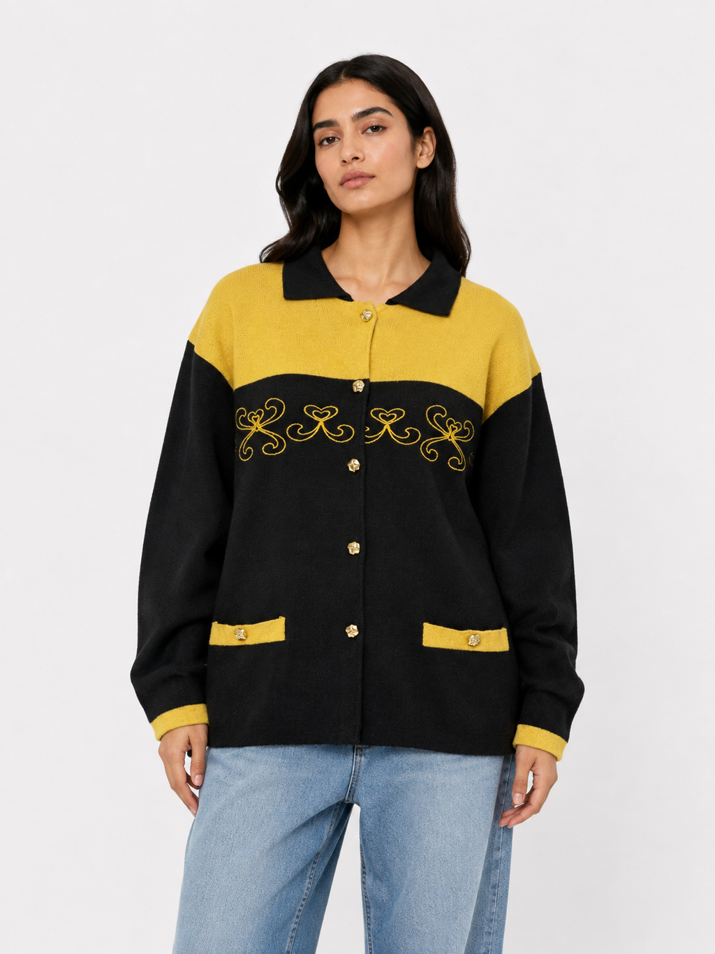 Chaleco Vintage Negro y Amarillo