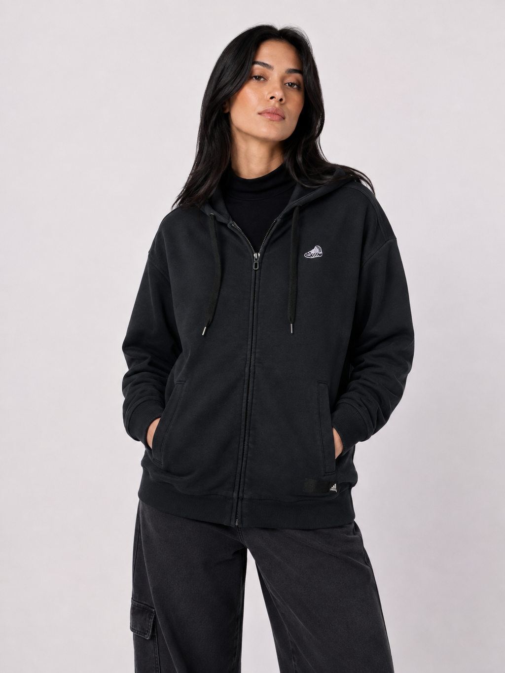 Poleron Adidas Negro con cierre