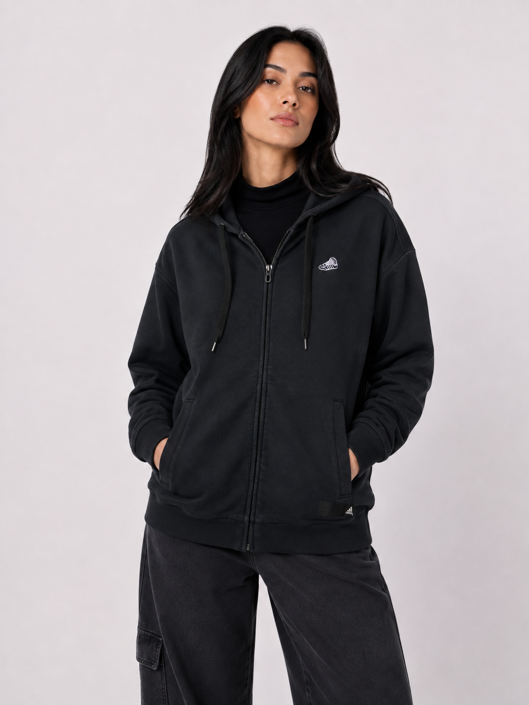 Poleron Adidas Negro con cierre