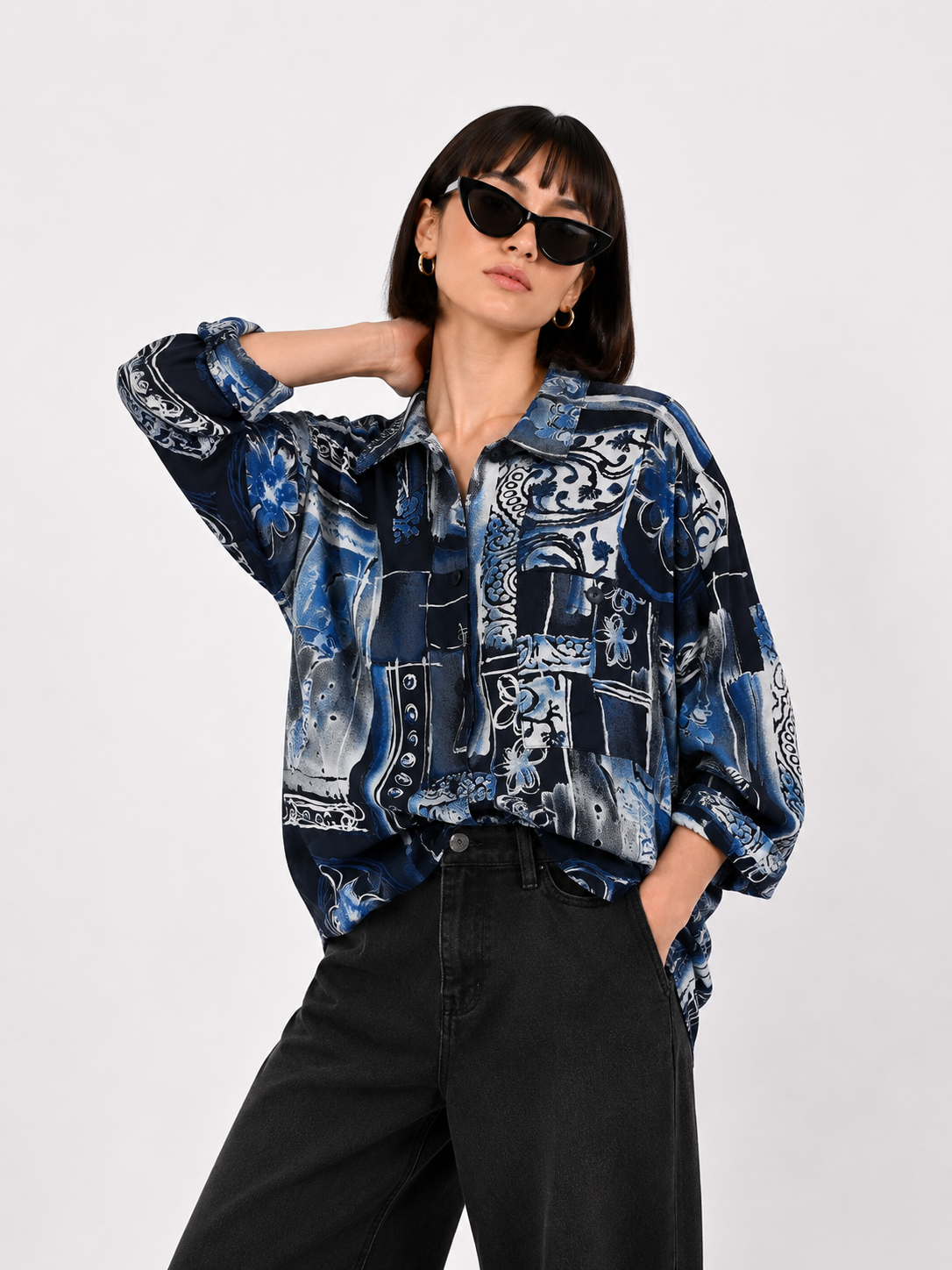 Blusa Vintage (Azul/Negro)