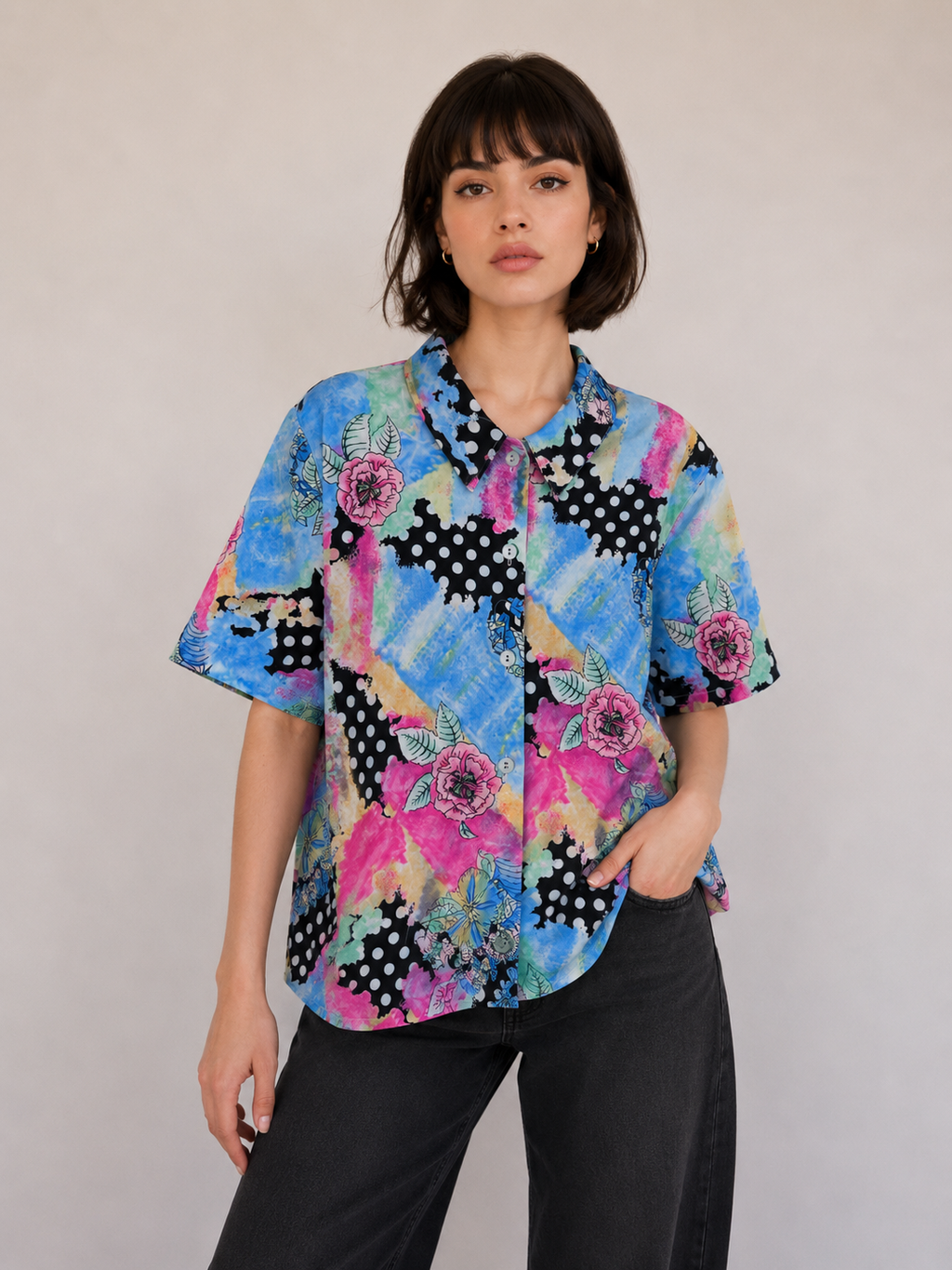 Blusa Vintage (Azul/Flores)