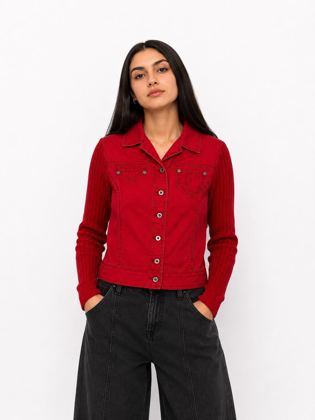 Chaqueta de Mezclilla con tejido CECIL